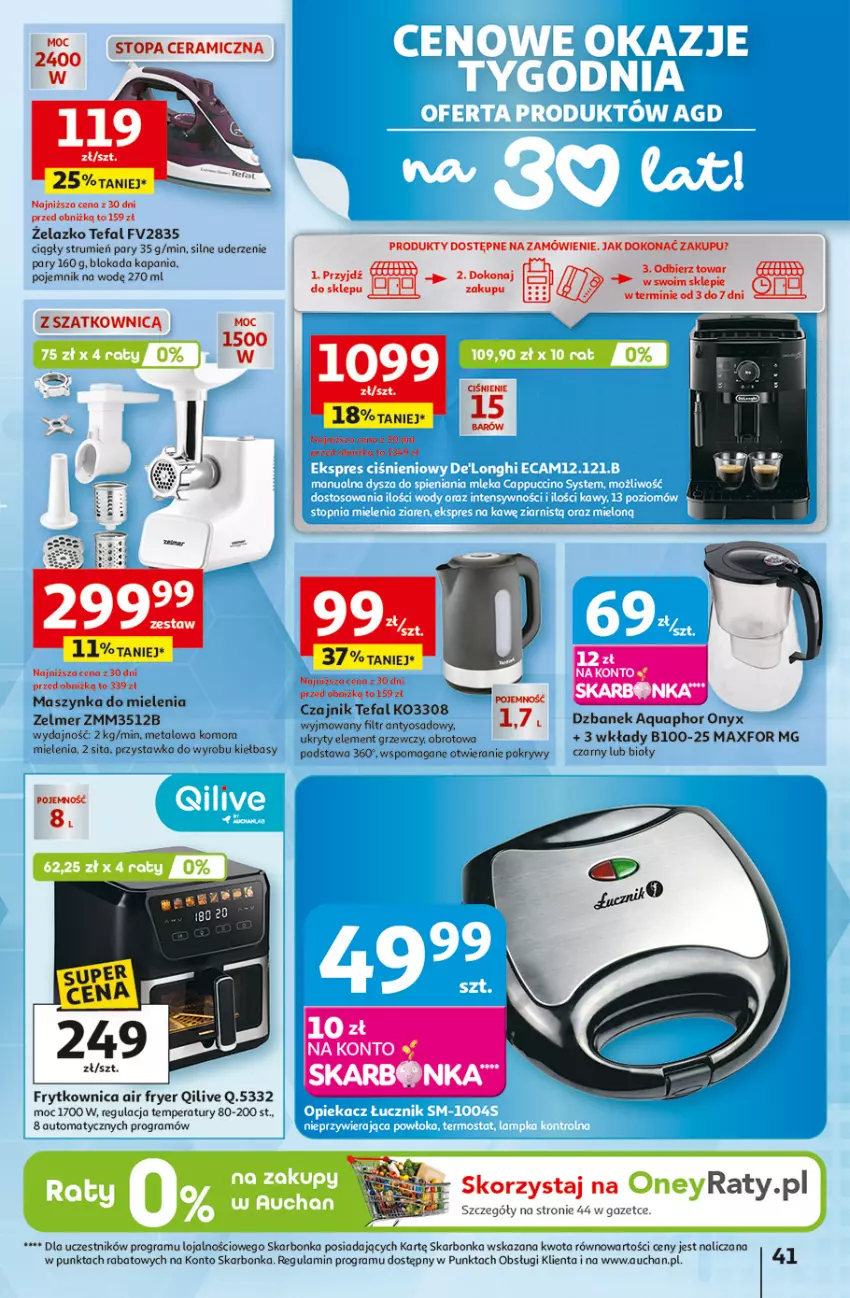 Gazetka promocyjna Auchan - Gazetka 30 Lat Hipermarket Auchan - ważna 29.01 do 04.02.2026 - strona 42 - produkty: Aquaphor, Czajnik, Fa, Gra, Pojemnik, Sos, Szynka, Tefal, Top, Zelmer
