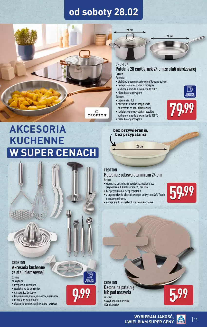 Gazetka promocyjna Aldi - Artykuły przemysłowe i tekstylia - ważna 25.02 do 28.02.2026 - strona 11 - produkty: Ananas, Fa, Garnek, Melon, Patelnia, Piekarnik, Pokrywa, Tłuczek, Trzepaczka, Wyciskarka
