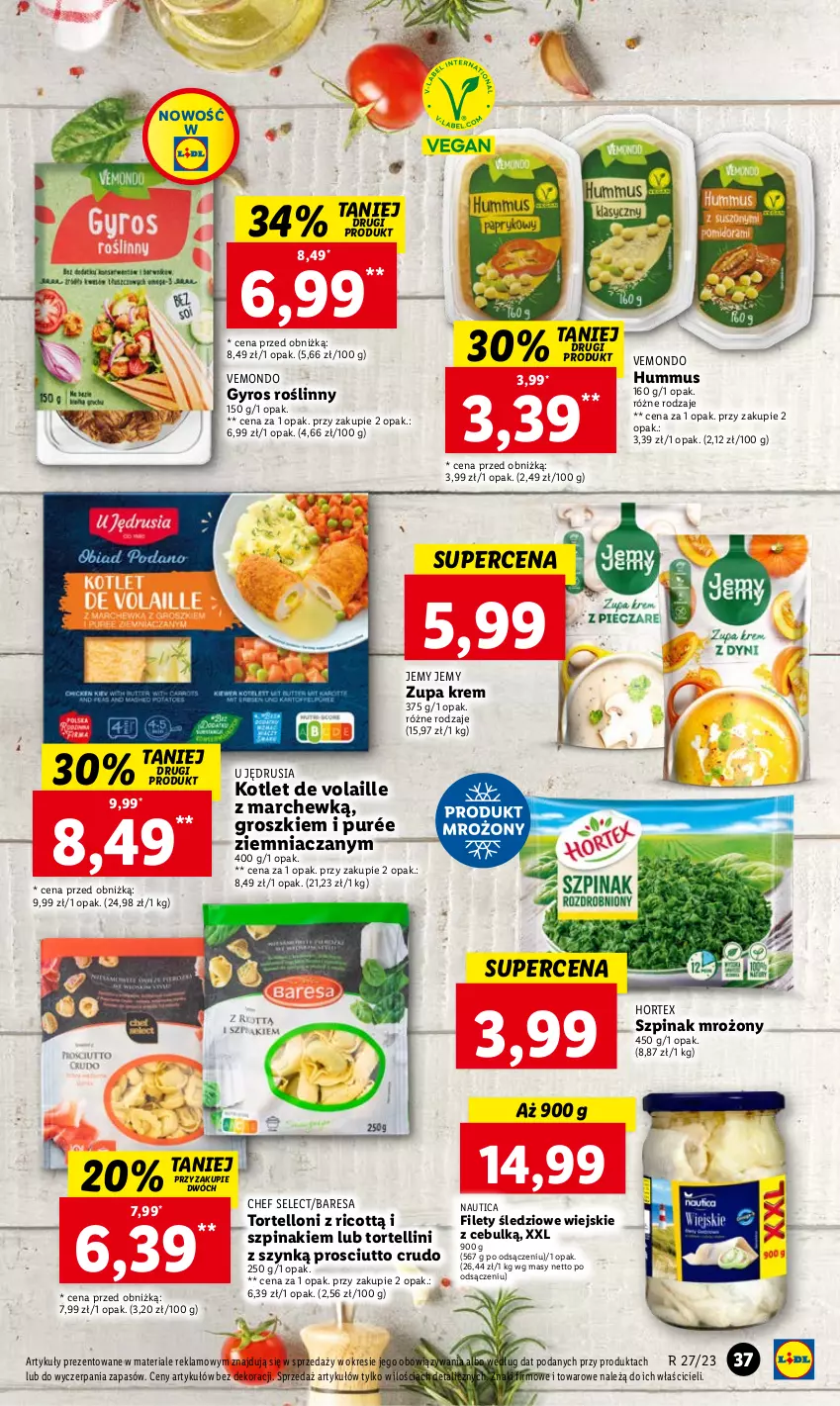 Gazetka promocyjna Lidl - GAZETKA - ważna 03.07 do 05.07.2023 - strona 47 - produkty: Gyros, Hortex, Hummus, Kotlet, Mus, Prosciutto, Pur, Szpinak, Tortelloni, Zupa