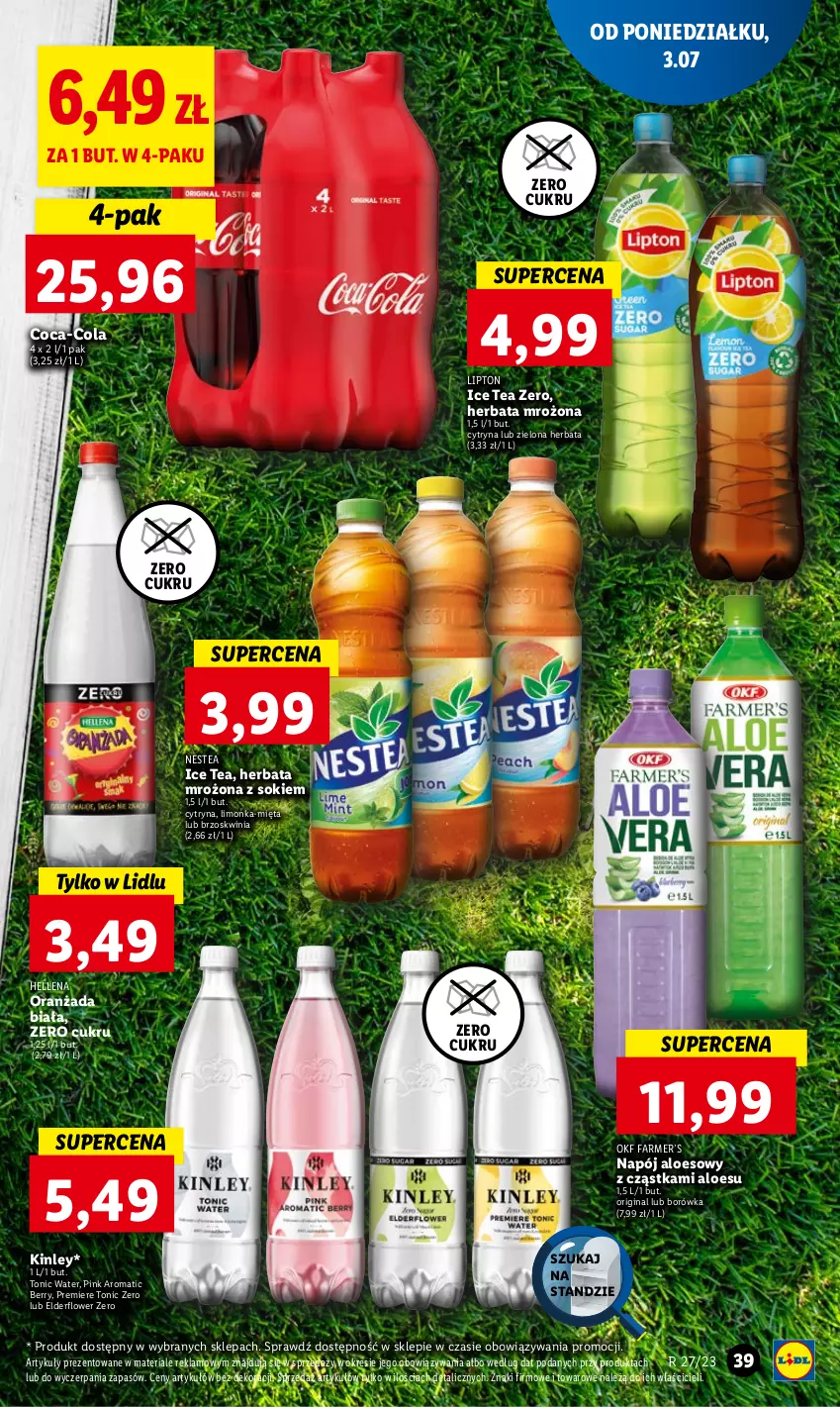 Gazetka promocyjna Lidl - GAZETKA - ważna 03.07 do 05.07.2023 - strona 49 - produkty: Borówka, Coca-Cola, Fa, Gin, Hellena, Herbata, Ice tea, Limonka, Lipton, Mięta, Napój, Nestea, Oranżada, Premiere, Sok