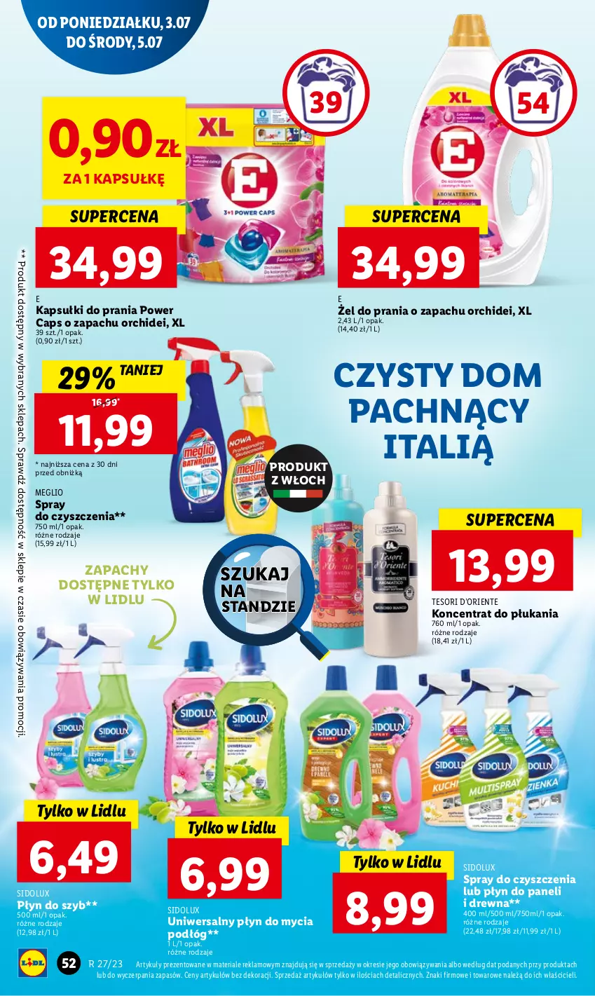 Gazetka promocyjna Lidl - GAZETKA - ważna 03.07 do 05.07.2023 - strona 62 - produkty: Kapsułki do prania, Płyn do mycia, Płyn do mycia podłóg, Płyn do szyb, Sidolux, Spray do czyszczenia