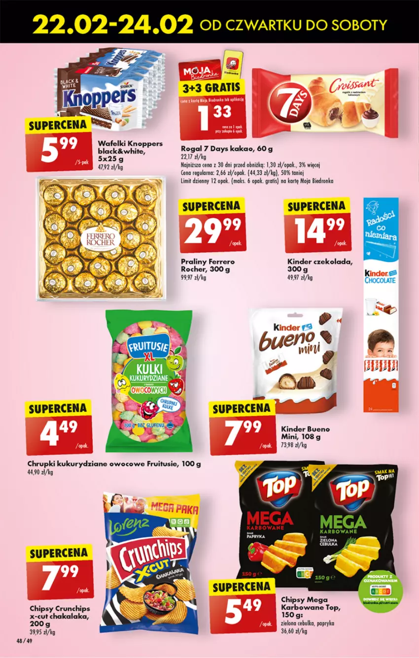 Gazetka promocyjna Biedronka - Od czwartku - ważna 22.02 do 28.02.2024 - strona 56 - produkty: 7 Days, Chipsy, Chrupki, Crunchips, Czekolada, Dron, Ferrero, Gra, Kinder, Kinder Bueno, Papryka, Praliny, Rogal, Top