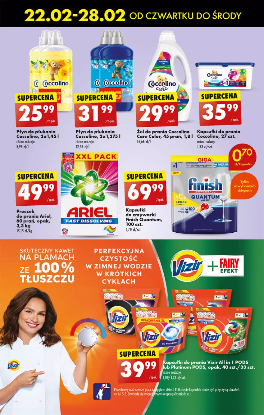 Gazetka promocyjna Biedronka - Od czwartku - ważna 22.02 do 28.02.2024 - strona 63 - produkty: Ariel, Coccolino, Finish, Kapsułki do prania, Płyn do płukania, Vizir