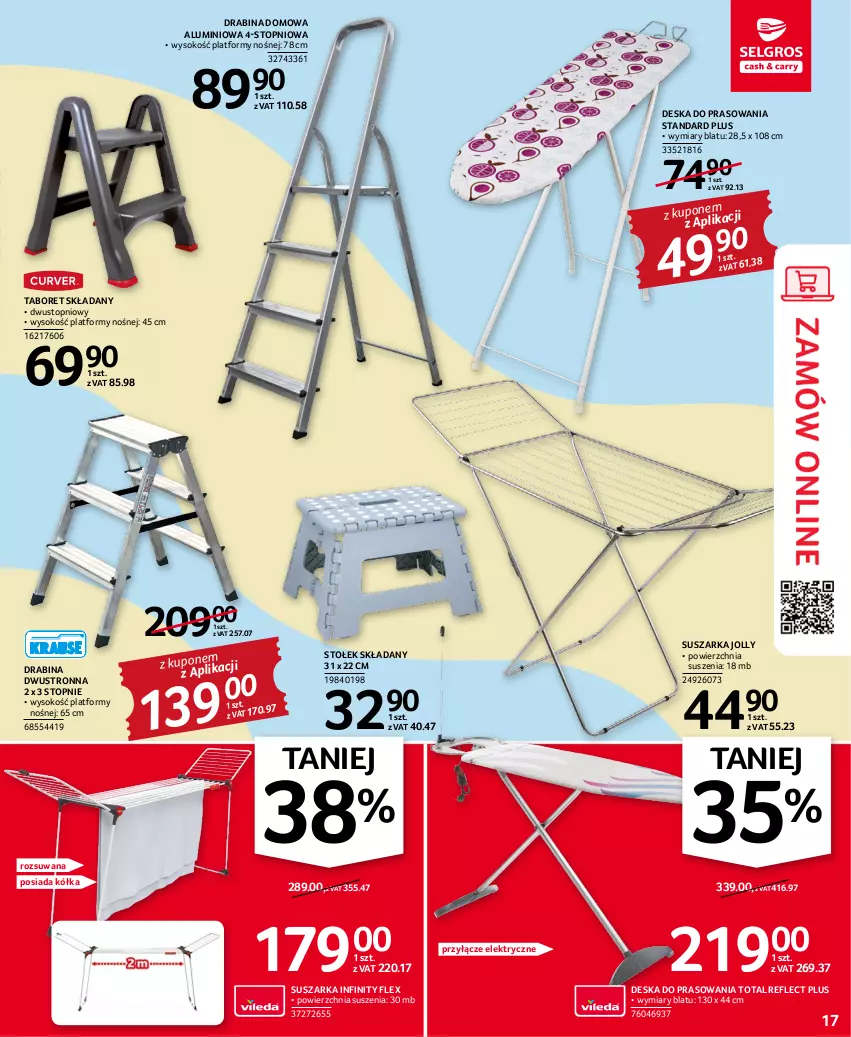 Gazetka promocyjna Selgros - Oferta przemysłowa - ważna 03.11 do 16.11.2022 - strona 17 - produkty: Deska do prasowania, Drabina, Sok, Stołek, Suszarka, Taboret, Taboret składany, Top