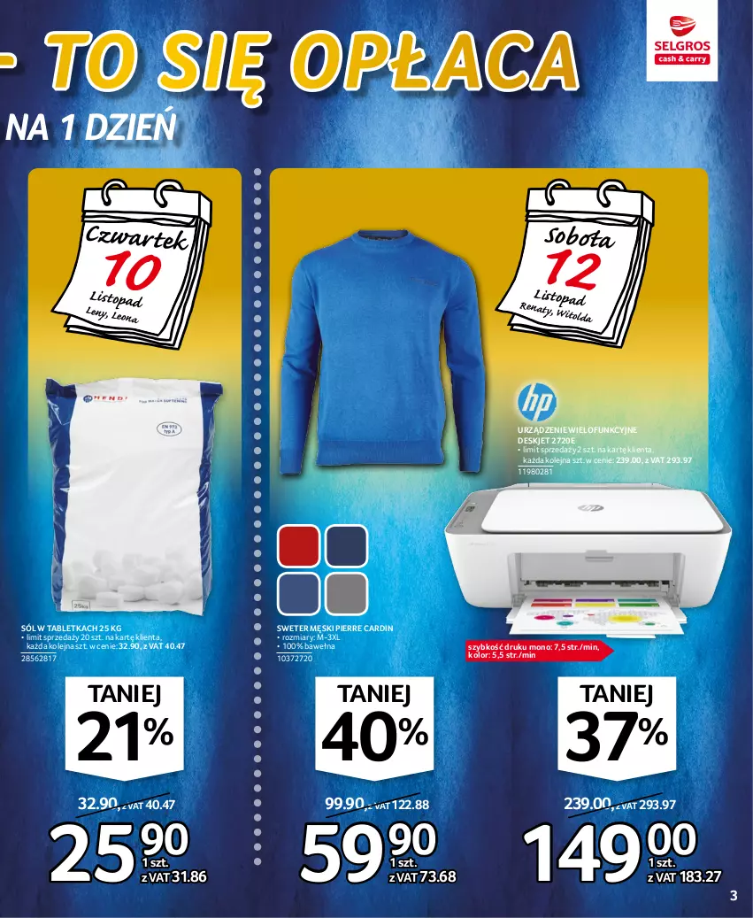 Gazetka promocyjna Selgros - Oferta przemysłowa - ważna 03.11 do 16.11.2022 - strona 3 - produkty: Olej, Pierre Cardin, Sól, Sweter, Tablet, Top, Urządzenie wielofunkcyjne, Wełna