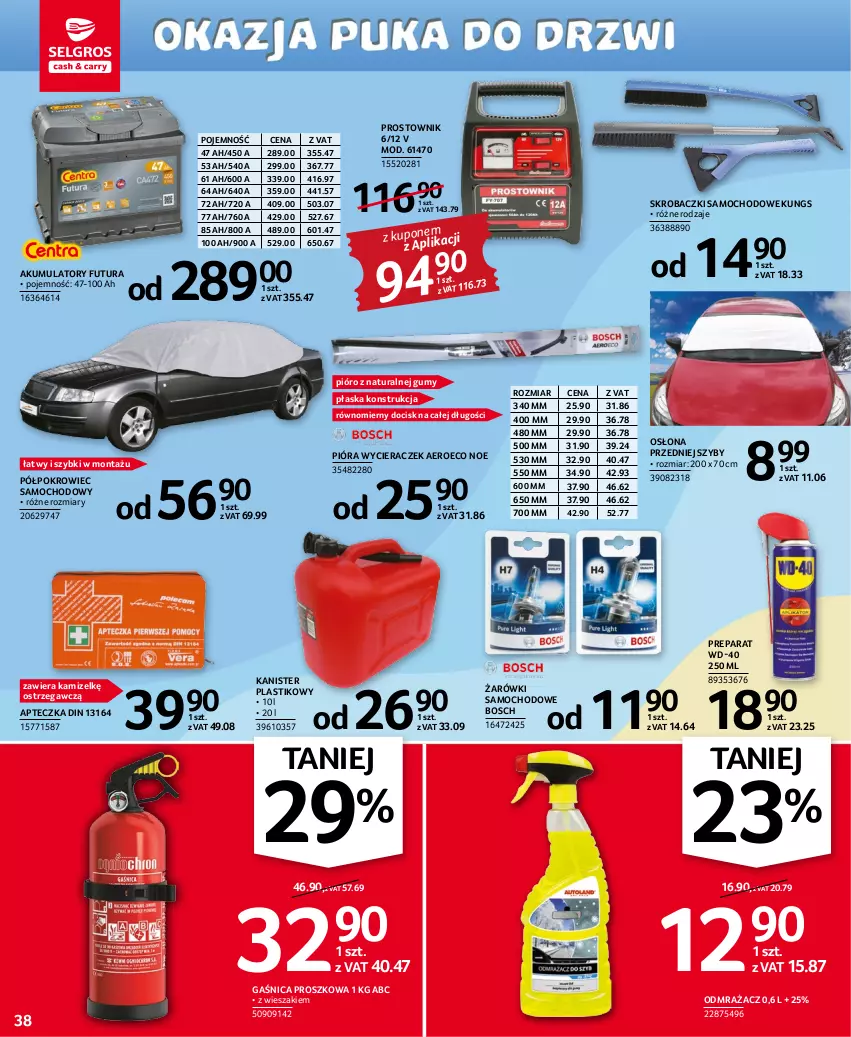 Gazetka promocyjna Selgros - Oferta przemysłowa - ważna 03.11 do 16.11.2022 - strona 38 - produkty: Akumulator, Bosch, Gaśnica, Pokrowiec, Prostownik, WD-40, Wieszak