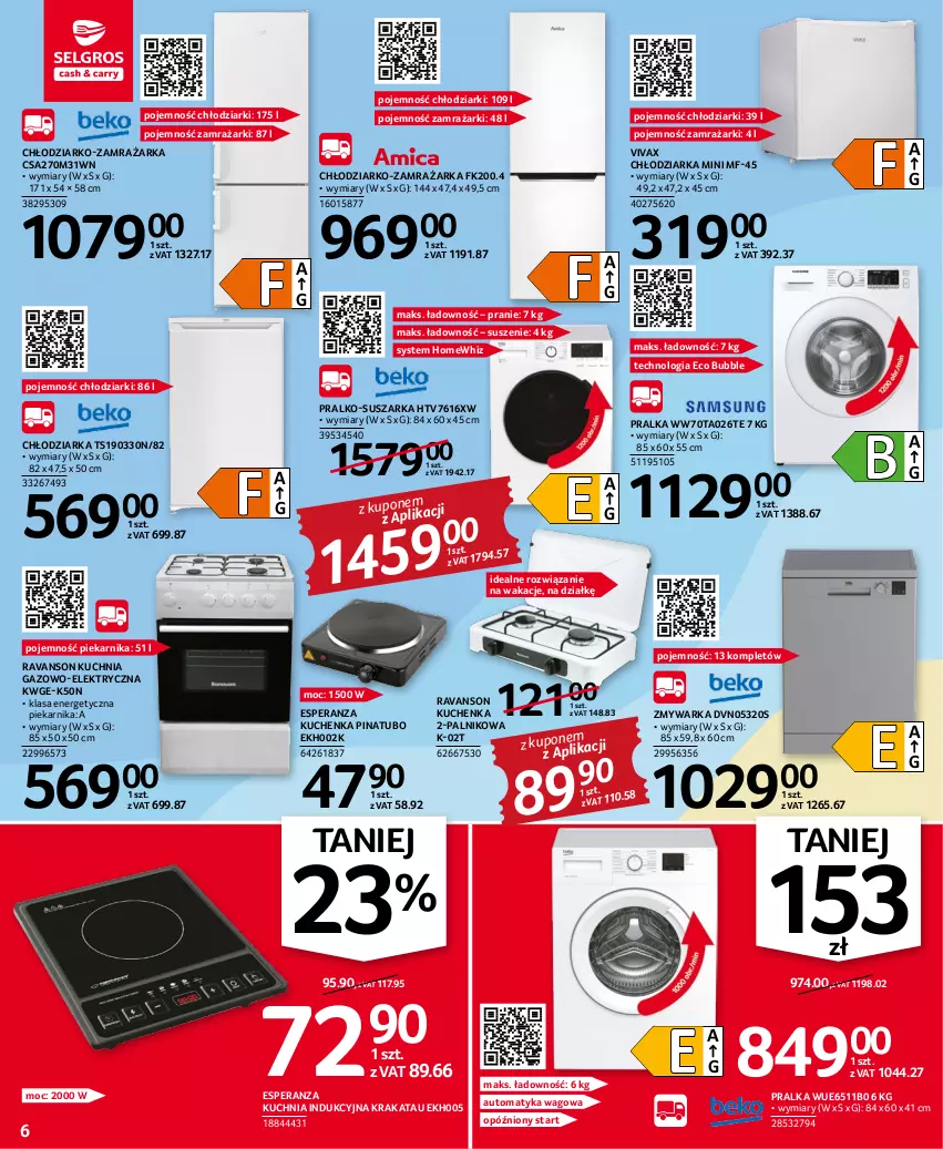 Gazetka promocyjna Selgros - Oferta przemysłowa - ważna 03.11 do 16.11.2022 - strona 6 - produkty: Chłodziarka, K2, Kuchnia, Kuchnia gazowo-elektryczna, Piekarnik, Pralka, Pralko-suszarka, Suszarka, Warka, Zamrażarka, Zmywarka