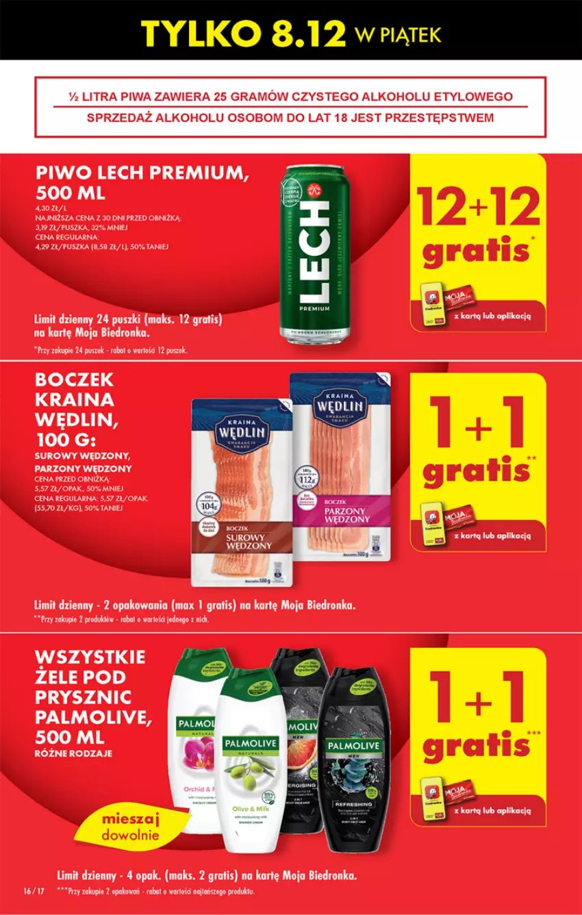 Gazetka promocyjna Biedronka - Od czwartku - ważna 07.12 do 13.12.2023 - strona 16 - produkty: Boczek, Dron, Gra, Lech Premium, Palmolive, Piwa, Piwo