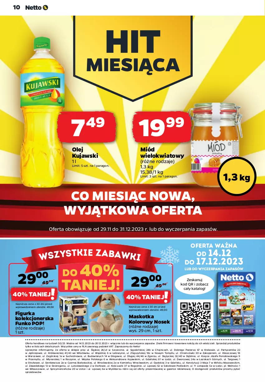 Gazetka promocyjna Netto - Akcesoria i dodatki - ważna 14.12 do 20.12.2023 - strona 10 - produkty: Fa, Kujawski, Miód, Olej, Podlaski, Sok, Stock, Top