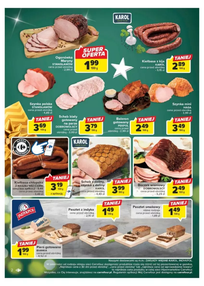 Gazetka promocyjna Carrefour - ważna 11.12 do 17.12.2023 - strona 12 - produkty: Bianka, Boczek, Kiełbasa, Pasztet, Pasztet z indyka, Pekpol, Szynka