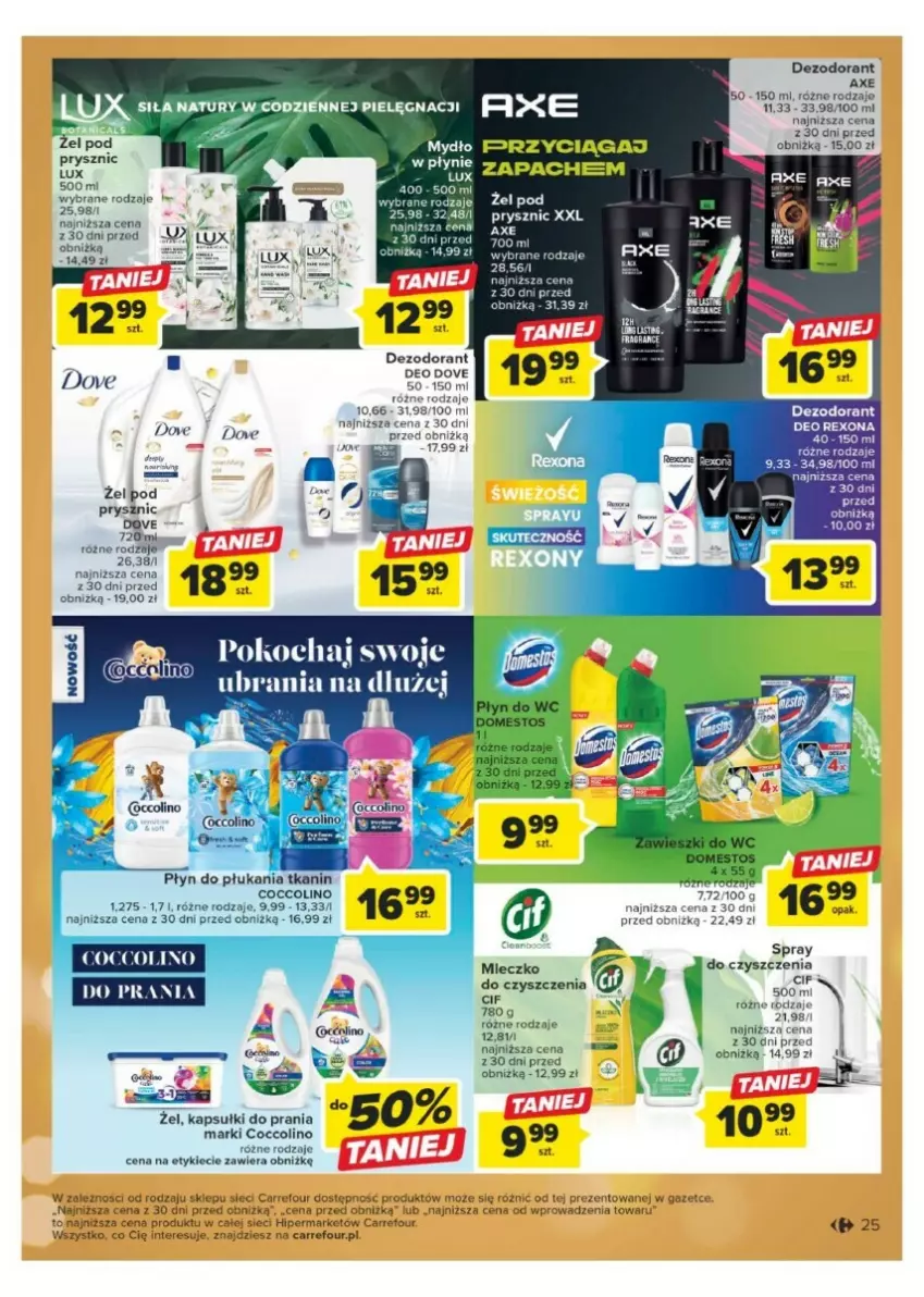 Gazetka promocyjna Carrefour - ważna 11.12 do 17.12.2023 - strona 18 - produkty: Coccolino, Dezodorant, Dove, Kapsułki do prania, Koc, Mydło, Płyn do płukania, Por, Rexona, Ubrania