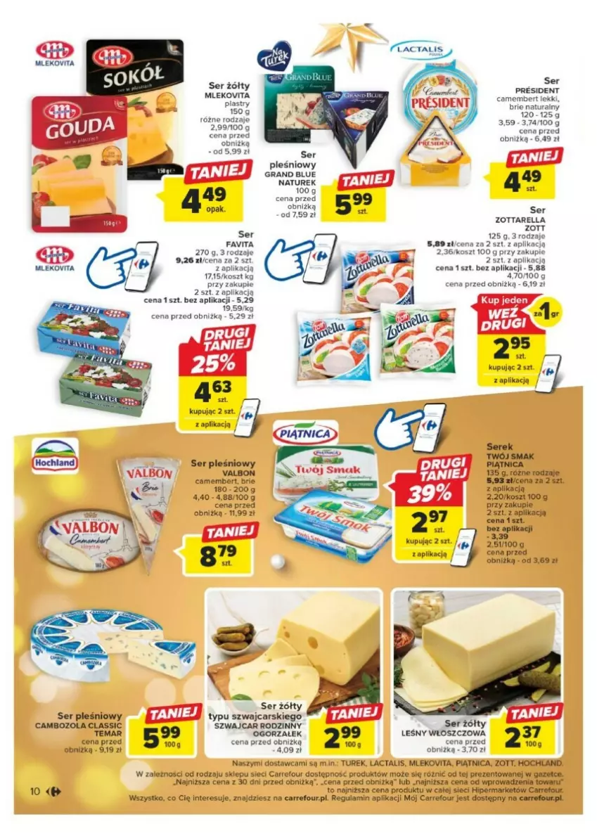 Gazetka promocyjna Carrefour - ważna 11.12 do 17.12.2023 - strona 2 - produkty: Brie, Camembert, Cars, Fa, Favita, Gra, Hochland, Kosz, Mleko, Mlekovita, NaTurek, Piątnica, Ser, Ser pleśniowy, Vita C, Zott, Zottarella