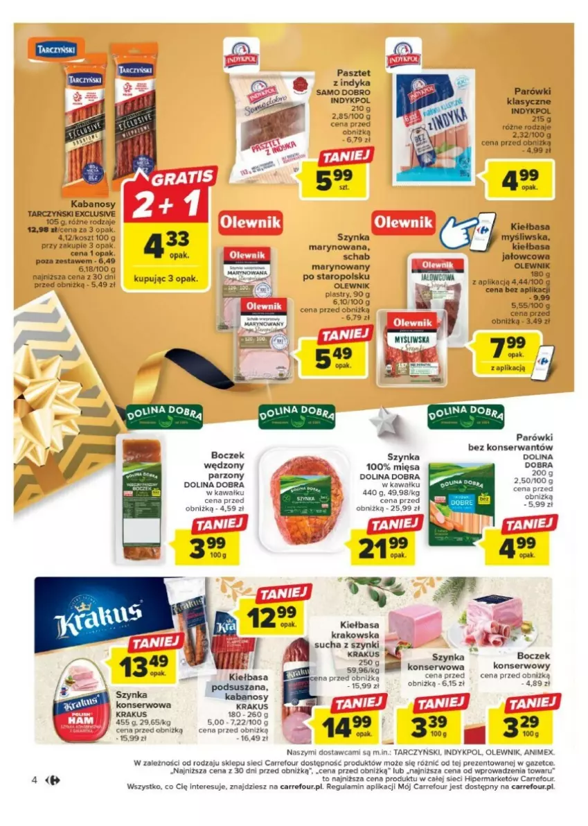 Gazetka promocyjna Carrefour - ważna 11.12 do 17.12.2023 - strona 34 - produkty: Boczek, Kabanos, Kawa, Kiełbasa, Kosz, Krakus, Olewnik, Parówki, Pasztet, Pasztet z indyka, Ser, Szynka, Tarczyński