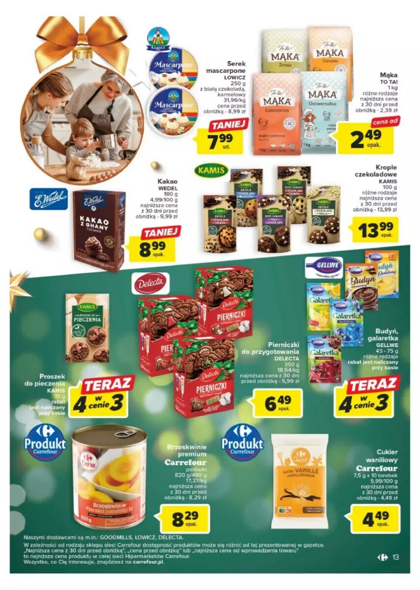 Gazetka promocyjna Carrefour - ważna 11.12 do 17.12.2023 - strona 5 - produkty: Brzoskwinie, Budyń, Delecta, Gala, Galaretka, Jaja, Kamis, Mąka, Mascarpone, Ser, Serek, Tera