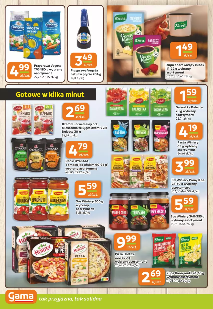 Gazetka promocyjna Gama - Gazetka Gama - ważna 24.07 do 05.08.2025 - strona 8 - produkty: Delecta, Dżem, Gala, Galaretka, Hortex, Knorr, Kubek, Pizza, Sos, Vegeta, Vegeta Natur, Winiary, Zupa