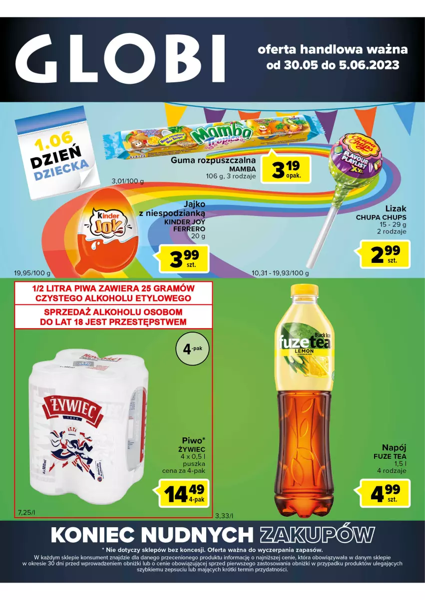 Gazetka promocyjna Carrefour - Gazetka Globi - ważna 30.05 do 05.06.2023 - strona 1 - produkty: Chupa Chups, Gra, Mamba, Napój, Piwa