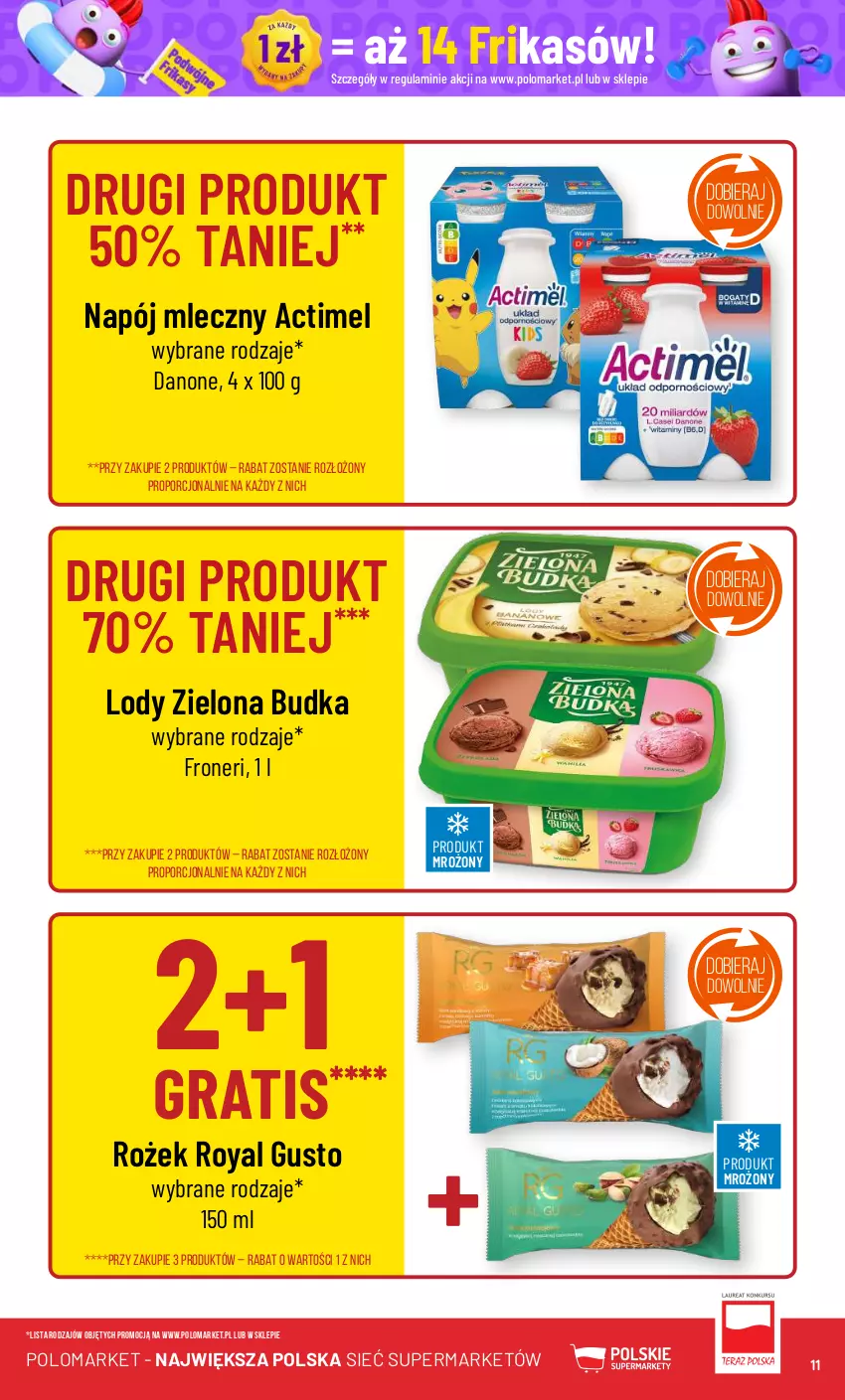 Gazetka promocyjna PoloMarket - Gazetka pomocyjna - ważna 19.06 do 25.06.2024 - strona 11 - produkty: Actimel, Danone, Gra, Lody, Napój, Napój mleczny, Por, Zielona Budka