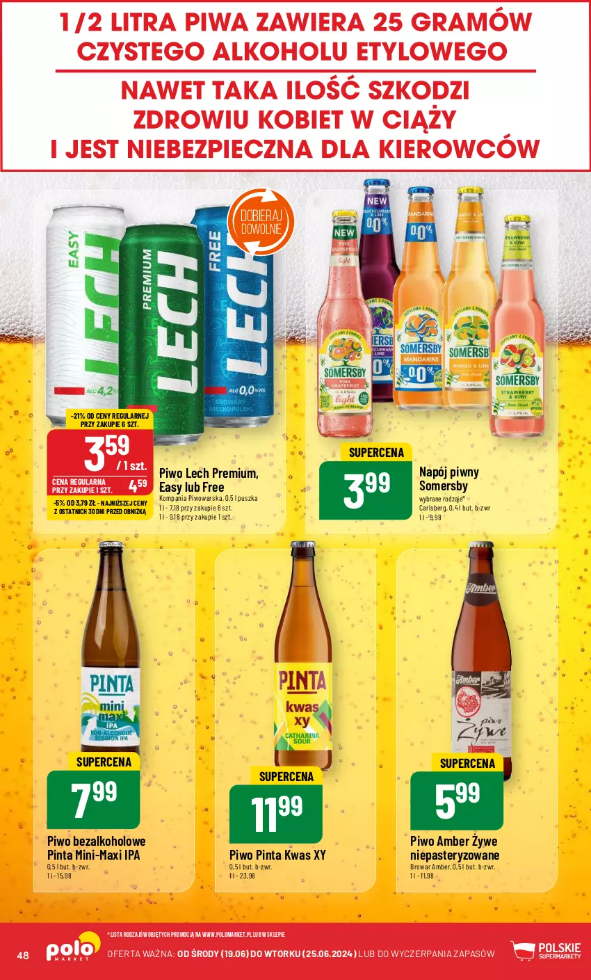 Gazetka promocyjna PoloMarket - Gazetka pomocyjna - ważna 19.06 do 25.06.2024 - strona 48 - produkty: Carlsberg, Lech Premium, Napój, Piwo, Somersby