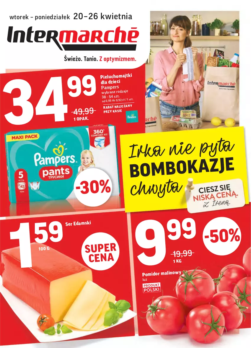 Gazetka promocyjna Intermarche - Świeżo itanio - ważna 20.04 do 26.04.2021 - strona 1 - produkty: Dzieci, Edam, Majtki, Pampers, Pieluchomajtki, Ser