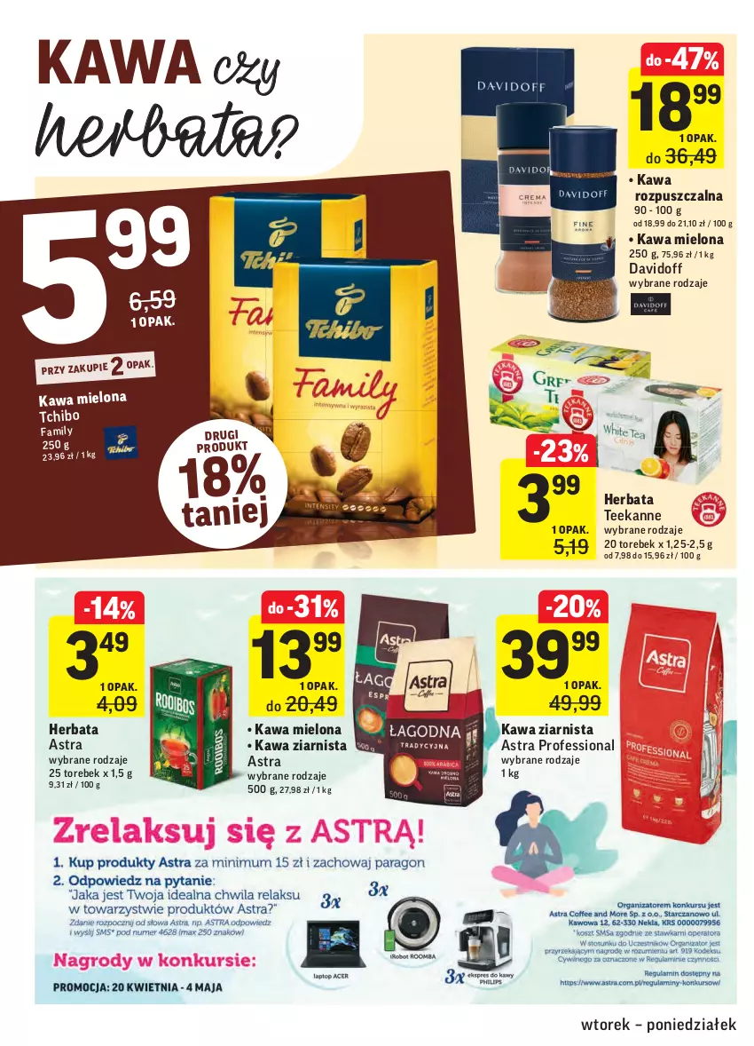 Gazetka promocyjna Intermarche - Świeżo itanio - ważna 20.04 do 26.04.2021 - strona 24 - produkty: Davidoff, Fa, Herbata, Kawa, Kawa mielona, Kawa rozpuszczalna, Kawa ziarnista, Tchibo, Teekanne