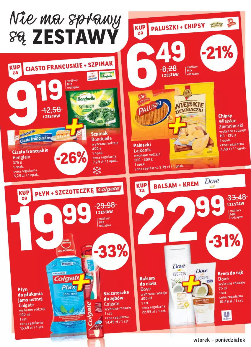 Gazetka promocyjna Intermarche - Świeżo itanio - ważna 20.04 do 26.04.2021 - strona 4 - produkty: Bonduelle, Chipsy, Colgate, Dove, Lajkonik, LG, Szczoteczka, Szczoteczka do zębów, Szpinak