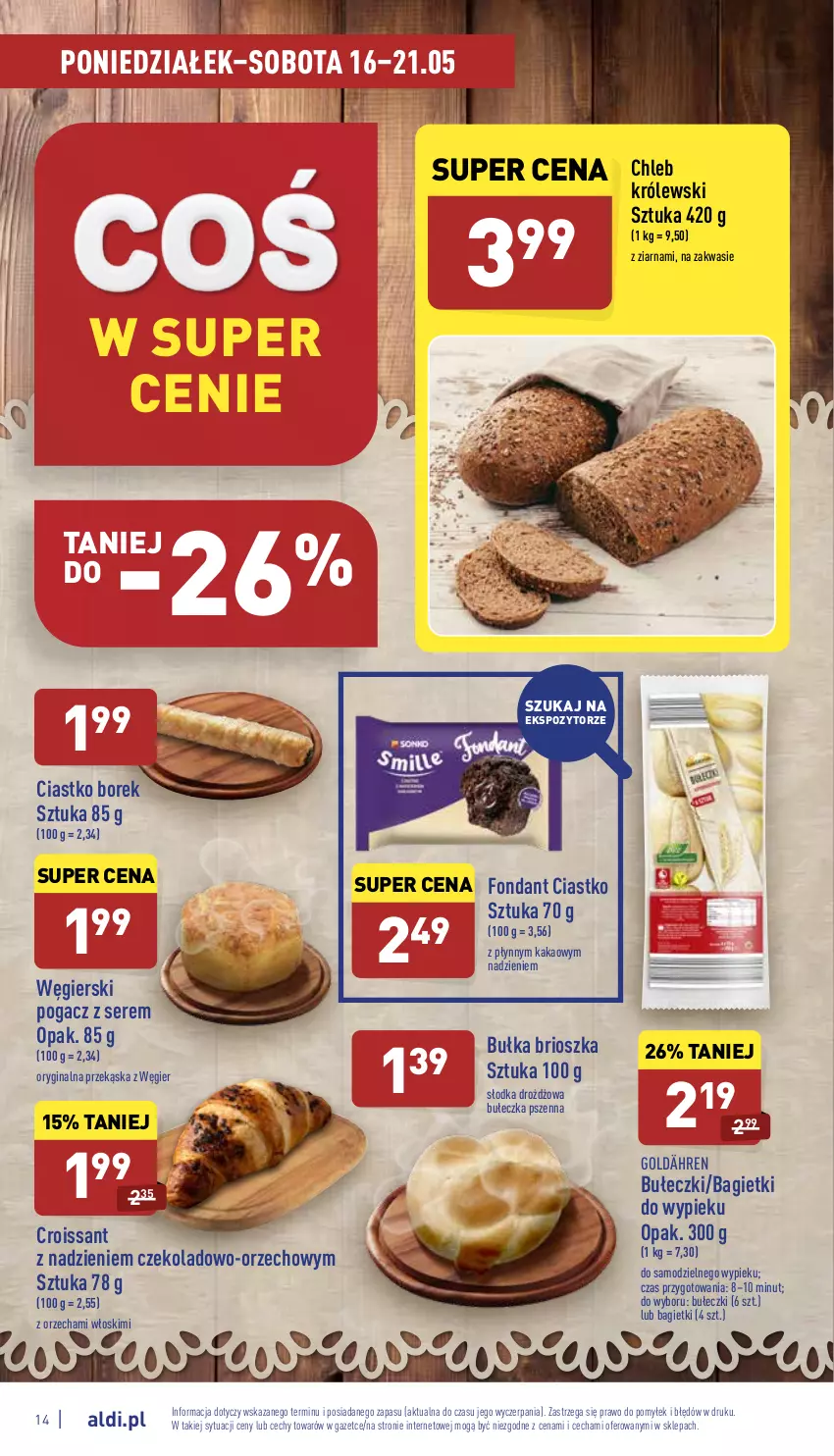 Gazetka promocyjna Aldi - Pełny katalog - ważna 16.05 do 21.05.2022 - strona 14 - produkty: Bułeczki, Bułka, Bułka brioszka, Chleb, Croissant, Gin, Kakao, Królewski, Ser