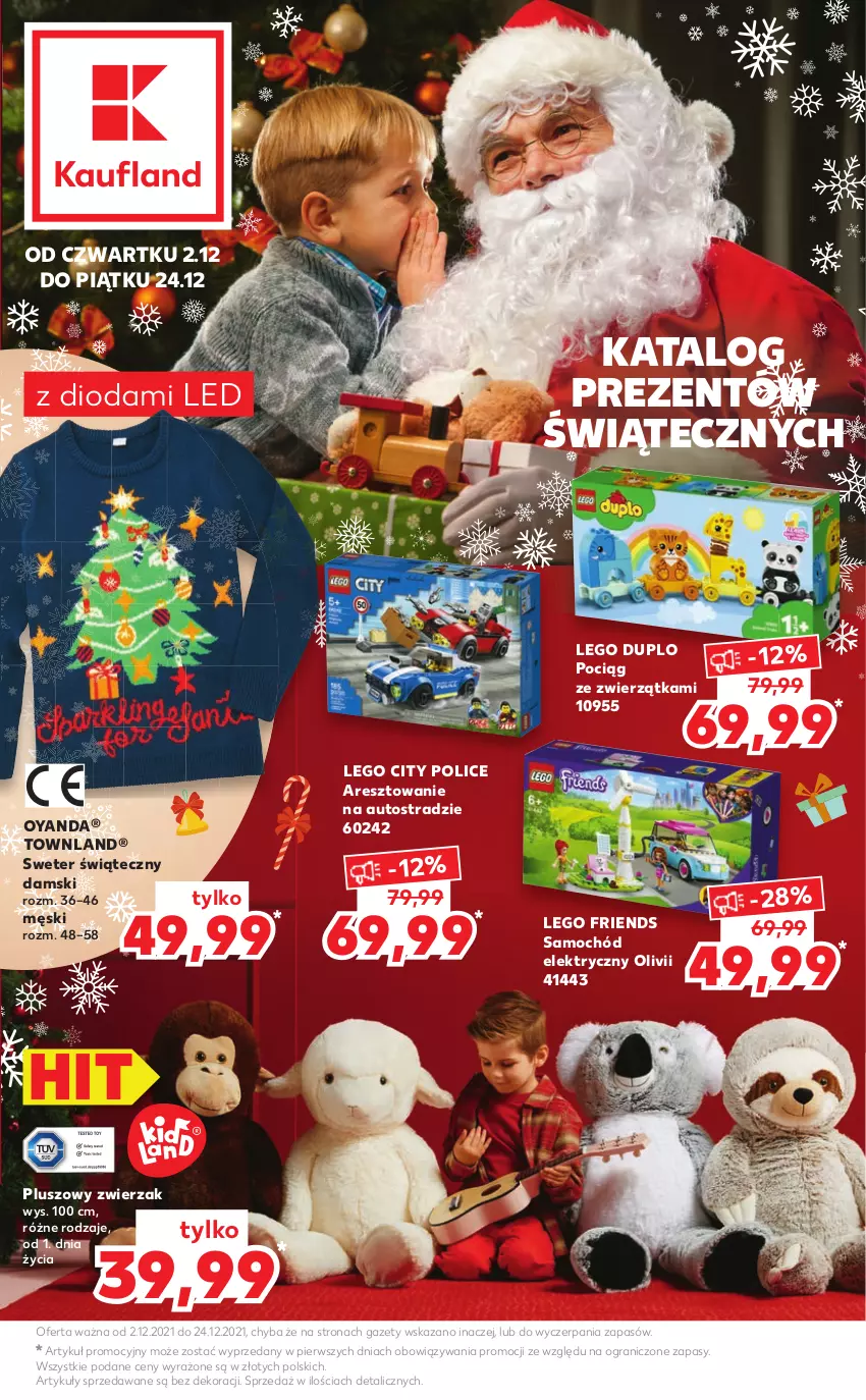 Gazetka promocyjna Kaufland - Oferta ważna  od  02.12.2021 do 24.12.2021 lub do wyczerpania zapasów - ważna 02.12 do 24.12.2021 - strona 1 - produkty: Gra, LEGO, LEGO City, LEGO Duplo, LEGO Friends, Pociąg, Samochód, Sweter