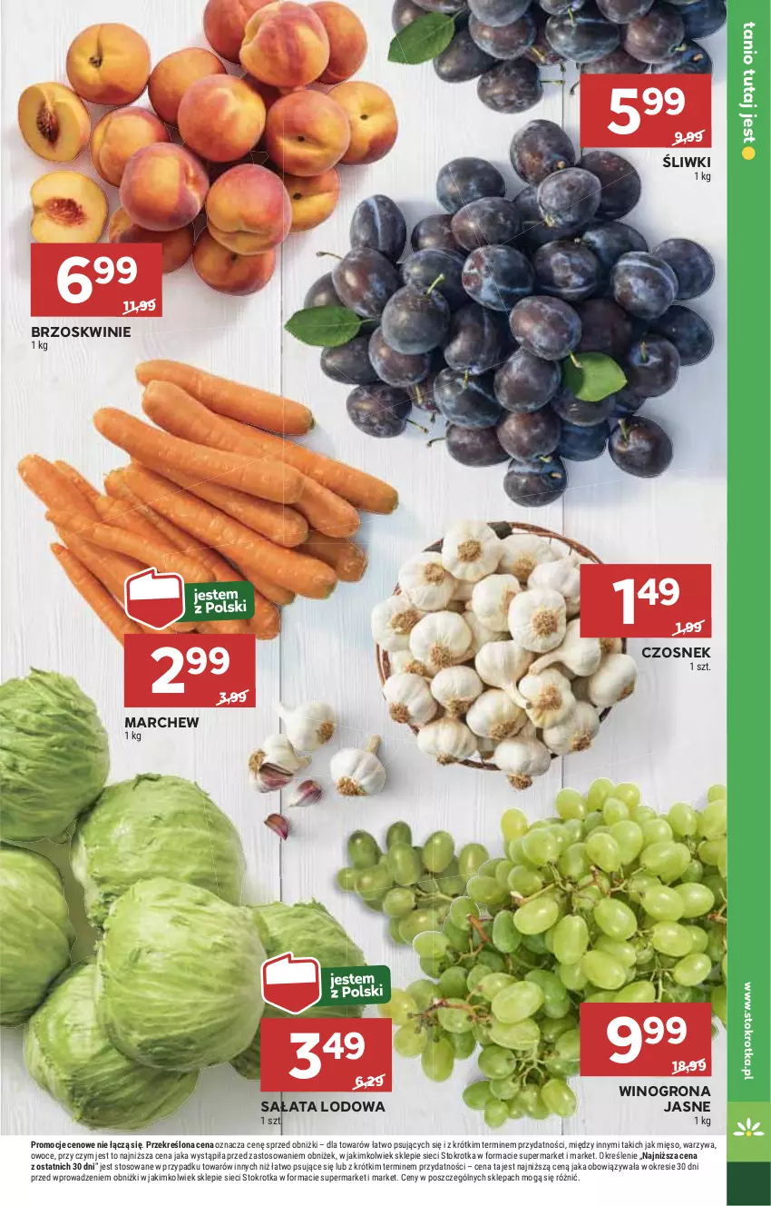 Gazetka promocyjna Stokrotka - Supermarket - ważna 24.07 do 31.07.2024 - strona 11 - produkty: Brzoskwinie, Czosnek, HP, Sałat, Sałata lodowa, Wino, Winogrona