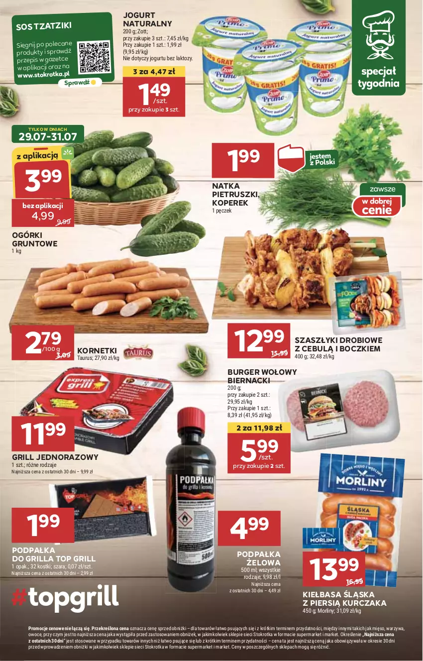 Gazetka promocyjna Stokrotka - Supermarket - ważna 24.07 do 31.07.2024 - strona 19 - produkty: Burger, Grill, Grunt, HP, Jogurt, Jogurt naturalny, Kiełbasa, Kiełbasa śląska, Kurczak, Natka pietruszki, Sos, Top