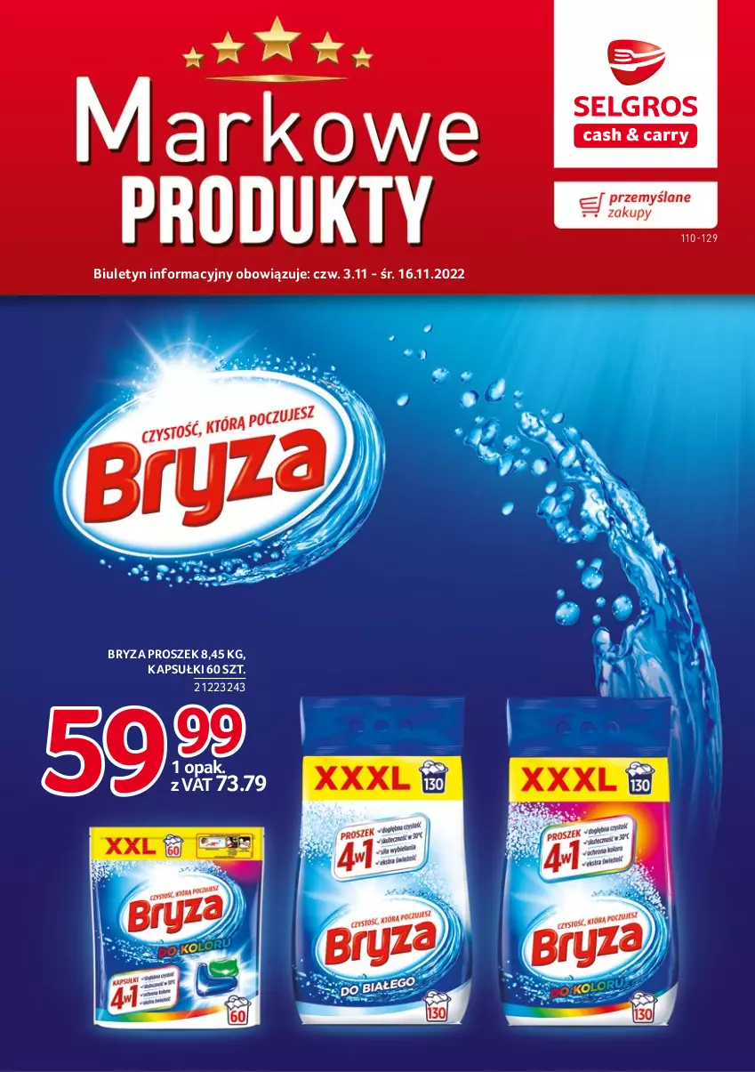 Gazetka promocyjna Selgros - Katalog Markowe Produkty - ważna 03.11 do 16.11.2022 - strona 1 - produkty: Bryza