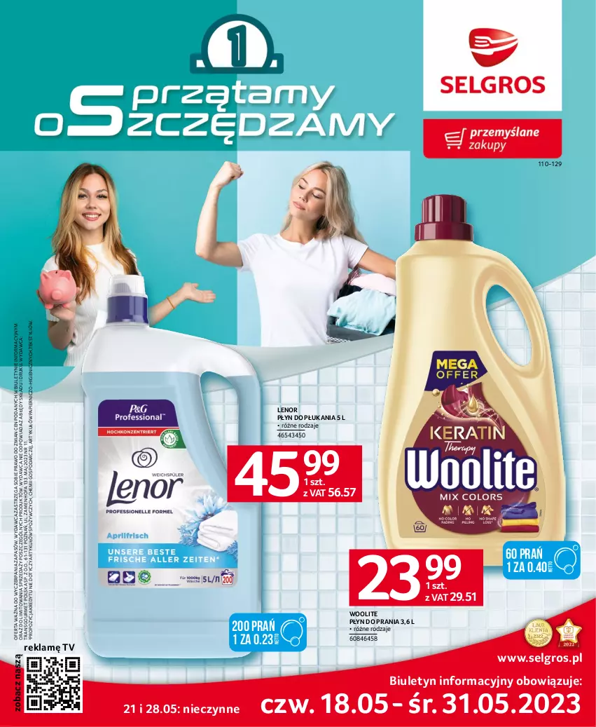 Gazetka promocyjna Selgros - Katalog Sprzątanie - ważna 18.05 do 31.05.2023 - strona 1 - produkty: Fa, Lenor, LG, Papier, Płyn do płukania, Płyn do prania, Tran, Woolite