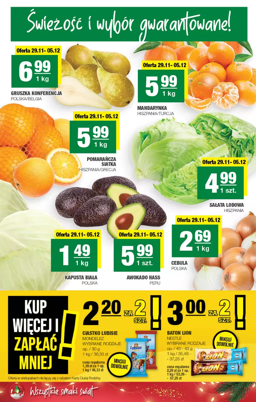 Gazetka promocyjna Spar - Spar - ważna 26.11 do 06.12.2023 - strona 2 - produkty: Baton, Cebula, LG, Lion, Lubisie, Sałat, Sałata lodowa, Siatka