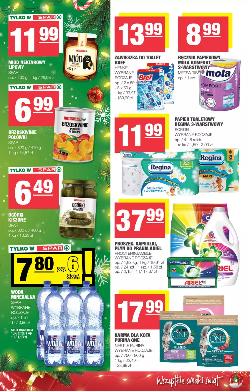 Gazetka promocyjna Spar - Spar - ważna 26.11 do 06.12.2023 - strona 7 - produkty: Ariel, Bref, Gin, Mola, Nektar, Papier, Papier toaletowy, Płyn do prania, Pur, Purina, Ręcznik, Tera