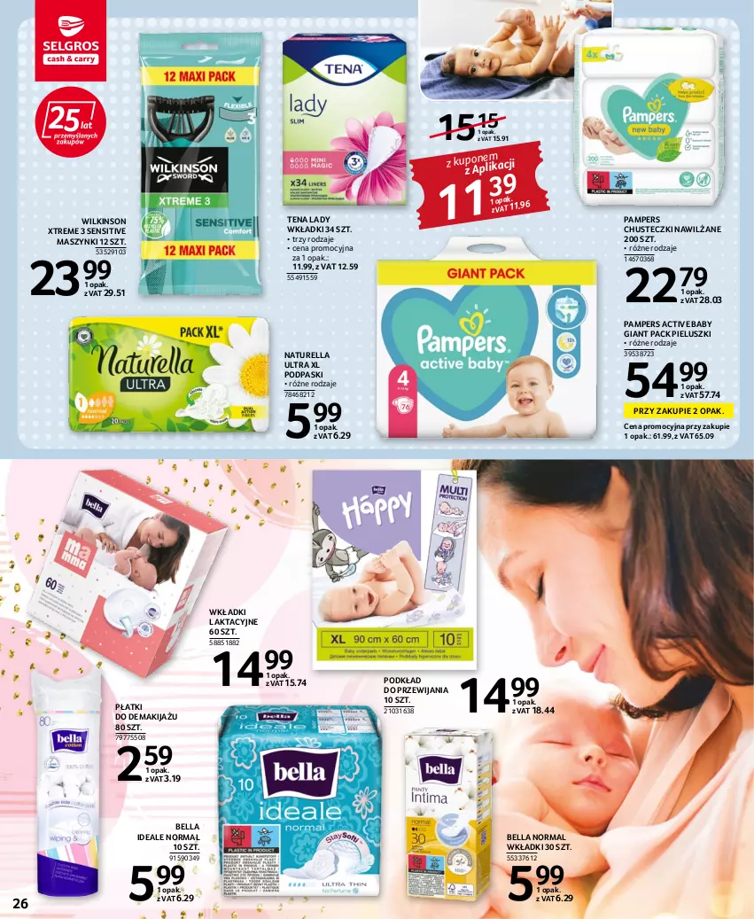 Gazetka promocyjna Selgros - Oferta spożywcza - ważna 25.08 do 07.09.2022 - strona 26 - produkty: Bell, Bella, Chusteczki, Makijaż, Naturell, Naturella, Pampers, Podkład, Podpaski, Wkładki