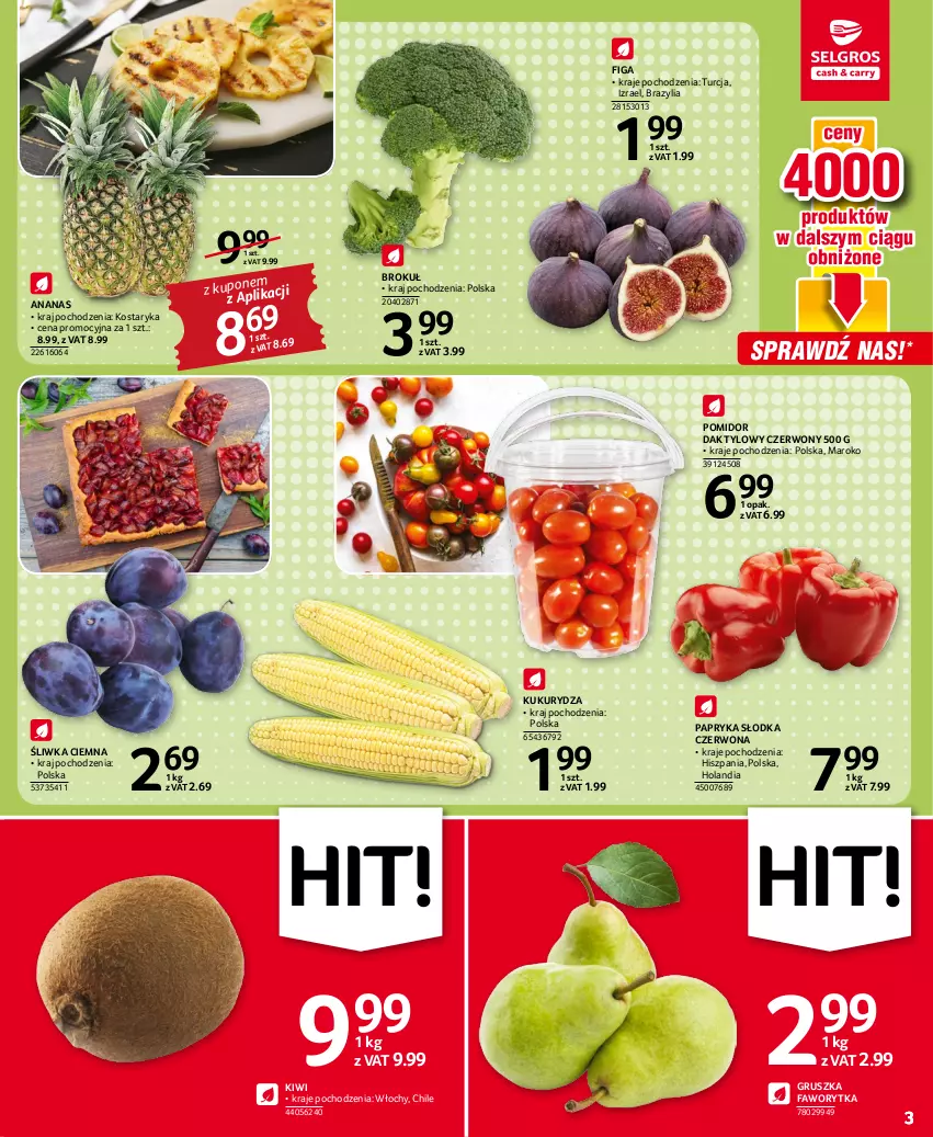 Gazetka promocyjna Selgros - Oferta spożywcza - ważna 25.08 do 07.09.2022 - strona 3 - produkty: Ananas, Fa, Kiwi, Kukurydza, Papryka, Papryka słodka