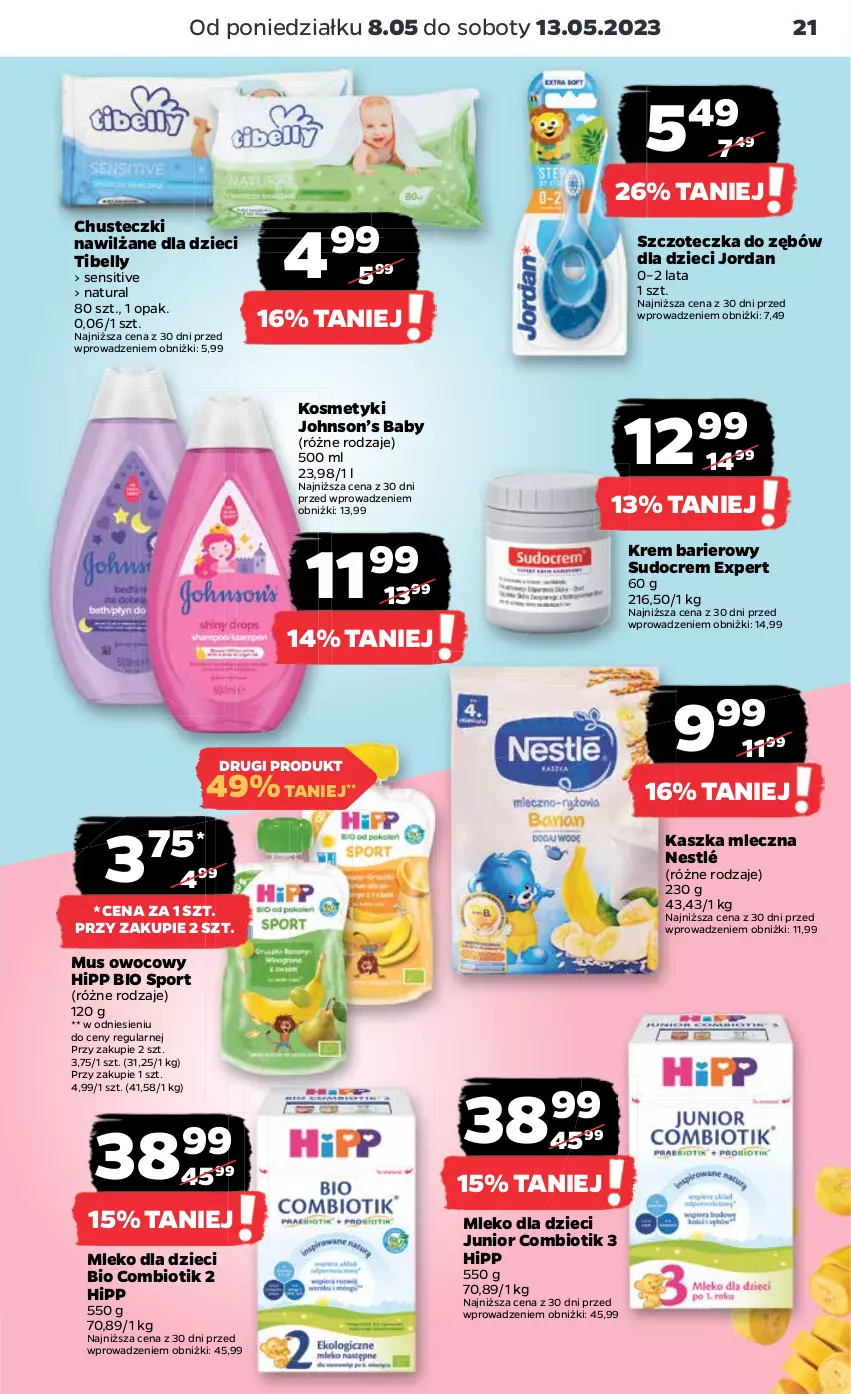 Gazetka promocyjna Netto - Artykuły spożywcze - ważna 08.05 do 13.05.2023 - strona 21 - produkty: Bell, Chusteczki, Dzieci, HiPP, Hipp Bio, Mleko, Mleko dla dzieci, Mus, Nestlé, Por, Sport, Szczoteczka, Szczoteczka do zębów