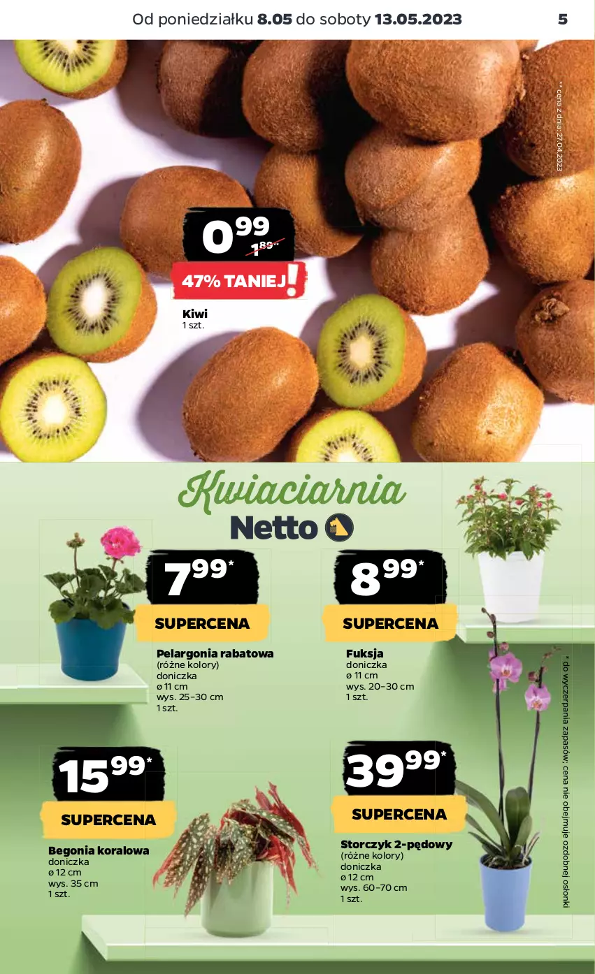 Gazetka promocyjna Netto - Artykuły spożywcze - ważna 08.05 do 13.05.2023 - strona 5 - produkty: Kiwi, Storczyk