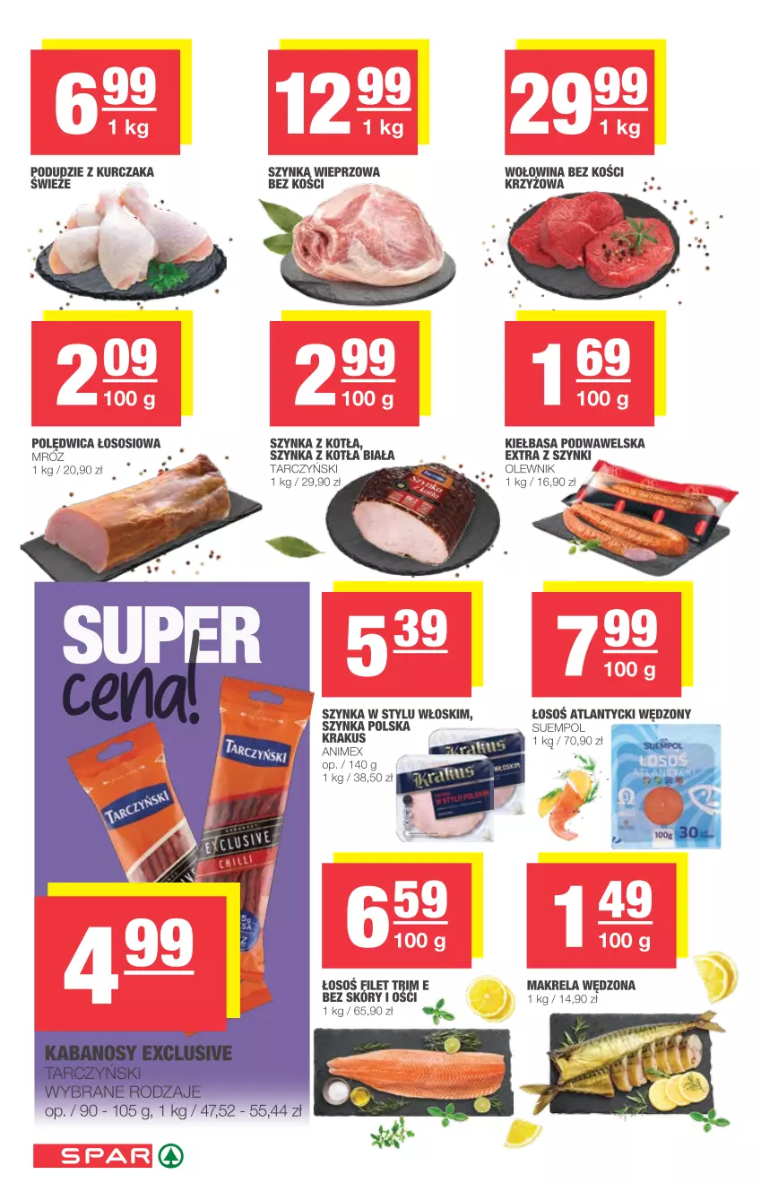 Gazetka promocyjna Spar - Spar - ważna 25.08 do 31.08.2021 - strona 4 - produkty: Kiełbasa, Kiełbasa podwawelska, Krakus, Kurczak, Olewnik, Podudzie z kurczaka, Polędwica, Sos, Suempol, Szynka, Tarczyński, Wawel, Wołowina, Wołowina bez kości