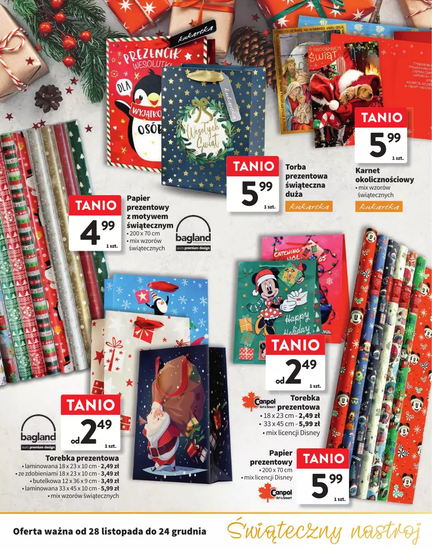 Gazetka promocyjna Intermarche - Gazetka Intermarche - ważna 28.11 do 24.12.2024 - strona 22 - produkty: Canpol, Disney, Papier, Top, Torba, Torebka