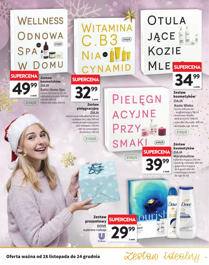 Gazetka promocyjna Intermarche - Gazetka Intermarche - ważna 28.11 do 24.12.2024 - strona 24 - produkty: Balsam do ciała, Dove, Gala, Galaretka, Krem do ciała, Krem do twarzy, Makijaż, Mars, Mleczko, Mleko, Mus, Mydło, Peeling, Tonik, Top, Zestaw prezentowy, Ziaja