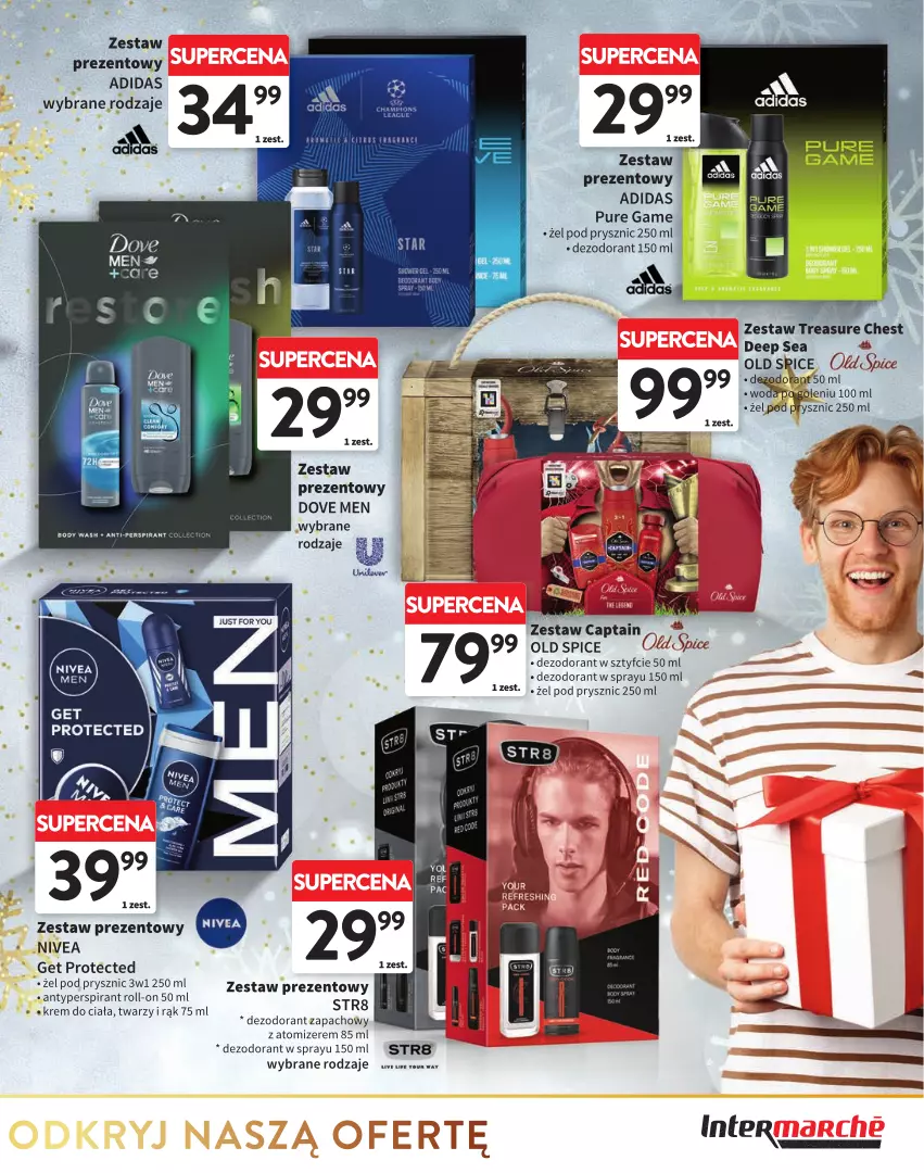 Gazetka promocyjna Intermarche - Gazetka Intermarche - ważna 28.11 do 24.12.2024 - strona 27 - produkty: Adidas, Antyperspirant, Dezodorant, Dove, Fa, Nivea, Pur, Str8, Zestaw prezentowy