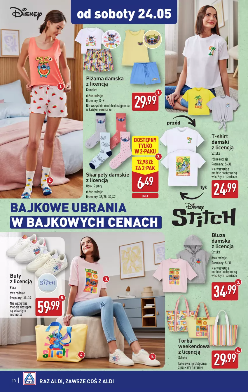 Gazetka promocyjna Aldi - Artykuły przemysłowe i tekstylia - ważna 21.05 do 24.05.2025 - strona 10 - produkty: Bluza, Buty, Karp, Piżama, T-shirt, Torba, Ubrania