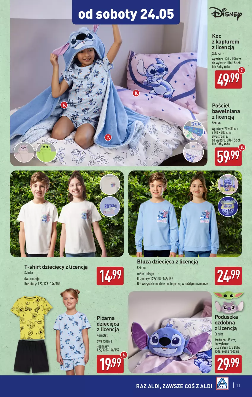 Gazetka promocyjna Aldi - Artykuły przemysłowe i tekstylia - ważna 21.05 do 24.05.2025 - strona 11 - produkty: Bluza, Dzieci, Koc, Piżama, Poduszka, Pościel, T-shirt