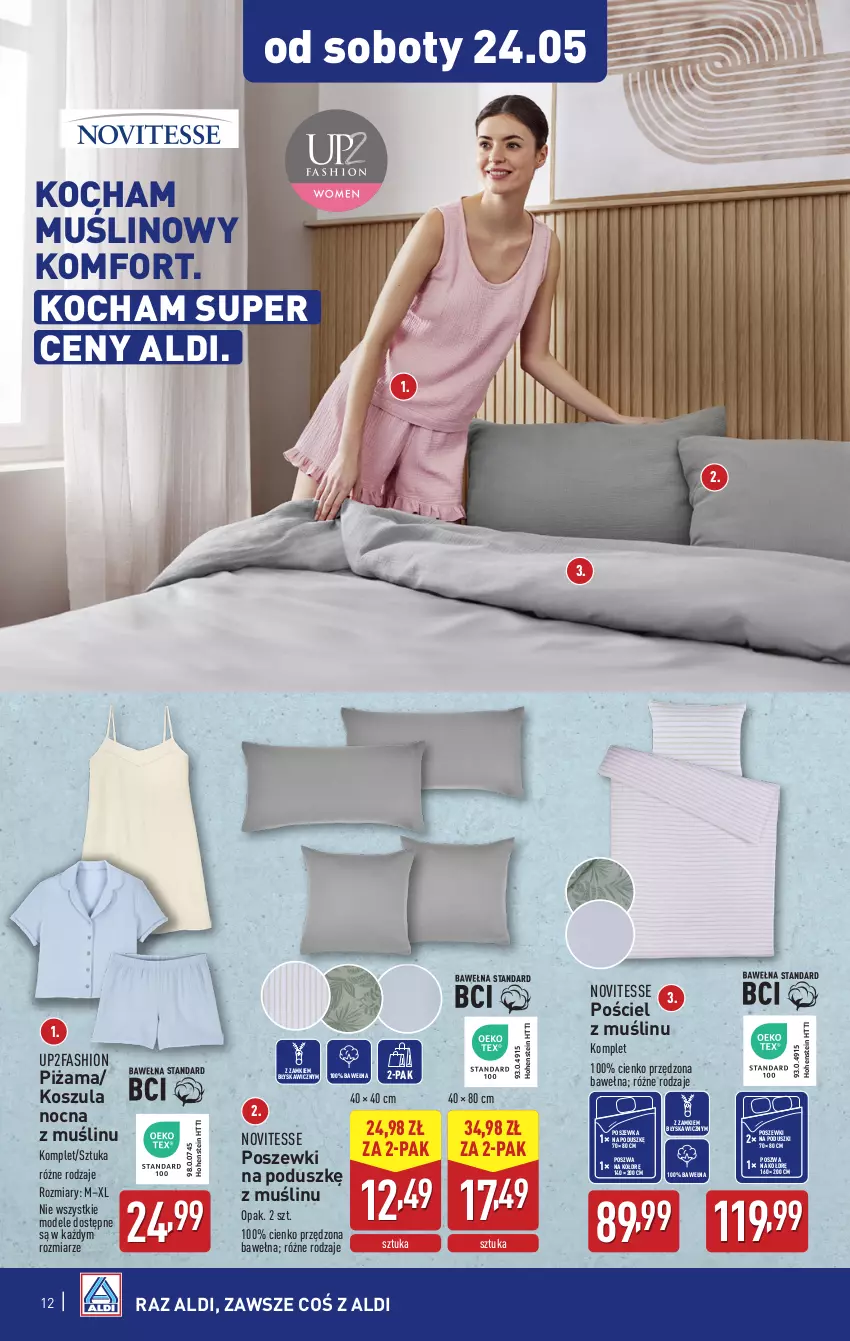 Gazetka promocyjna Aldi - Artykuły przemysłowe i tekstylia - ważna 21.05 do 24.05.2025 - strona 12 - produkty: Fa, Koc, Kosz, Koszula, Koszula nocna, Piżama, Pościel, Poszewka, Wełna