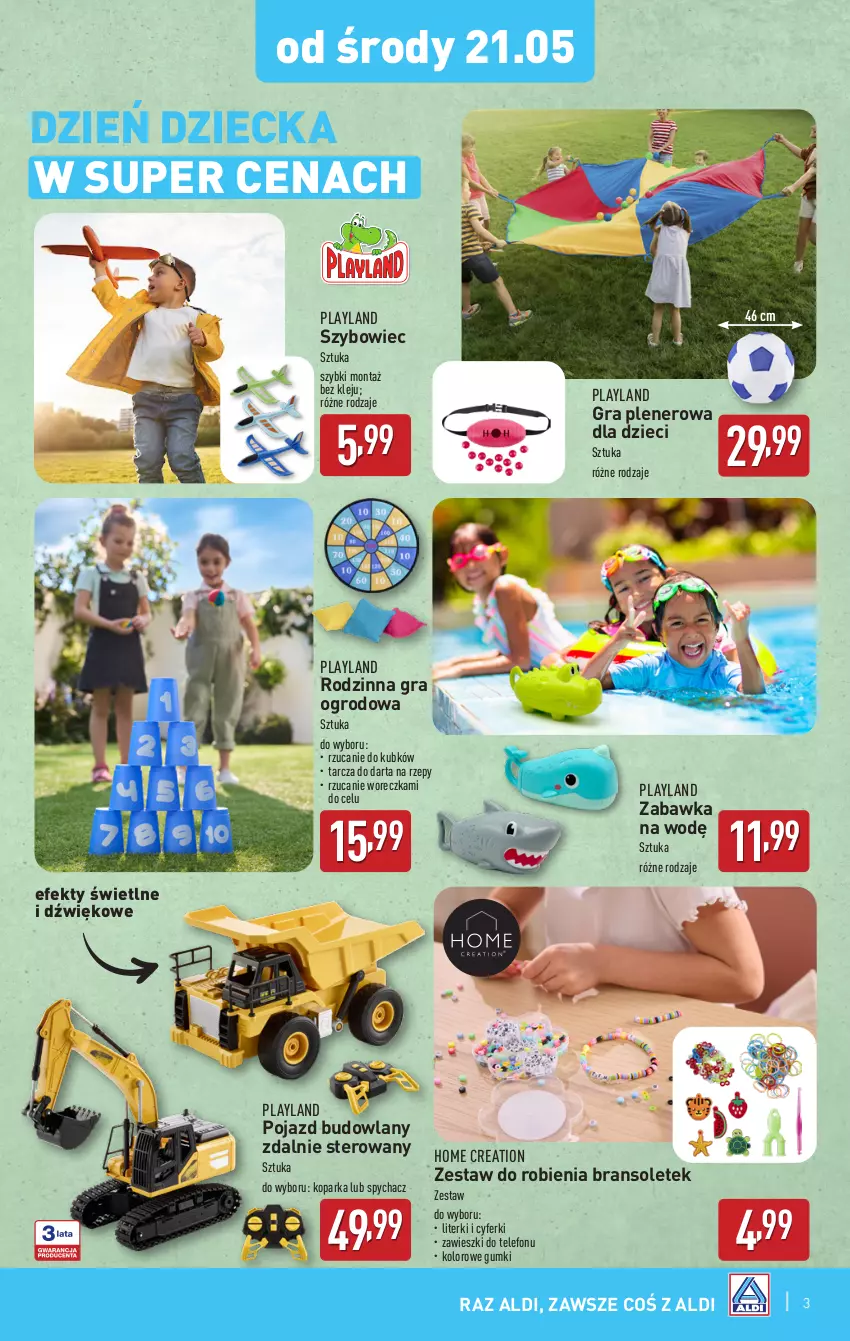 Gazetka promocyjna Aldi - Artykuły przemysłowe i tekstylia - ważna 21.05 do 24.05.2025 - strona 3 - produkty: Dzieci, Gra, Klej, Parka, Pojazd, Telefon, Zabawka, Zawieszki