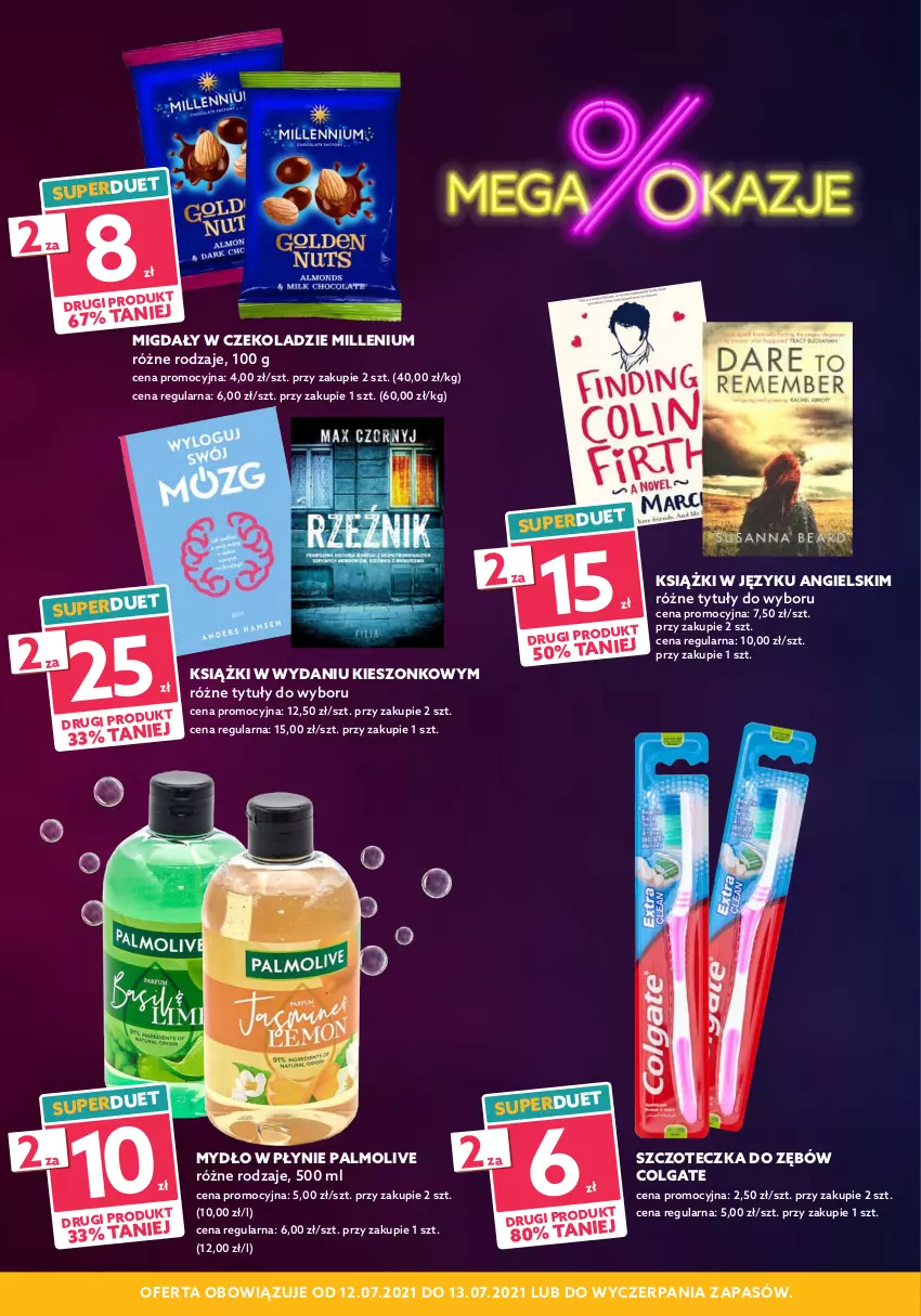 Gazetka promocyjna Dealz - MEGA OKAZJE
poniedziałek - wtorek - ważna 12.07 do 13.07.2021 - strona 2 - produkty: Colgate, LG, Migdały, Migdały w czekoladzie, Mydło, Mydło w płynie, Palmolive, Szczoteczka, Szczoteczka do zębów