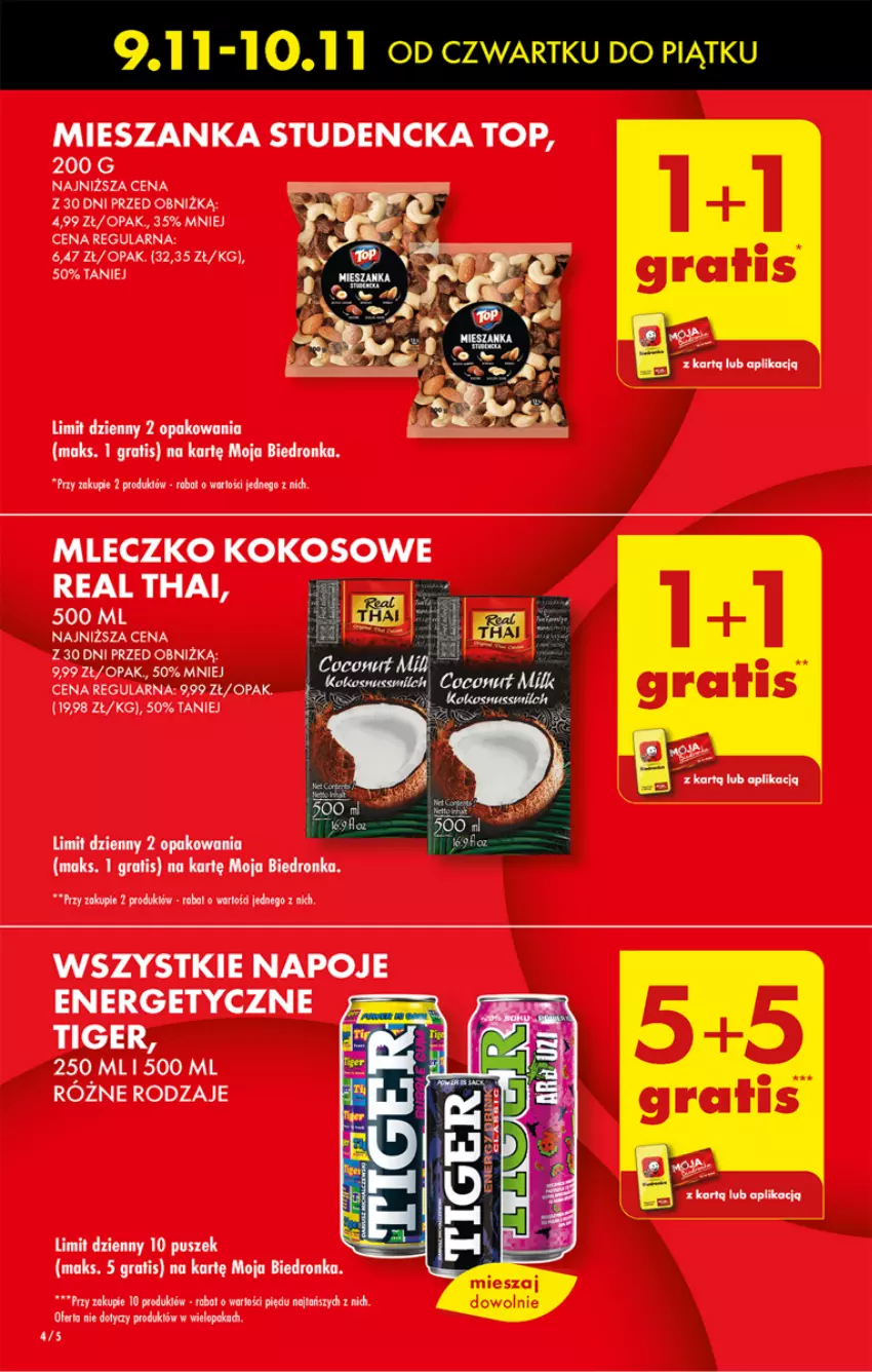 Gazetka promocyjna Biedronka - Od czwartku - ważna 09.11 do 15.11.2023 - strona 4 - produkty: Dron, Gra, Kokos, Mieszanka studencka, Mleczko, Napoje, Tiger, Top