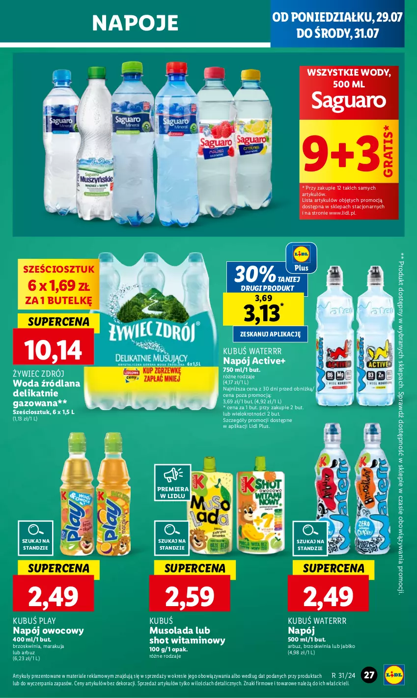 Gazetka promocyjna Lidl - GAZETKA - ważna 29.07 do 31.07.2024 - strona 33 - produkty: Arbuz, Gra, Kubuś, Kubuś Waterrr, LANA, Mus, Napój, Napoje, Woda