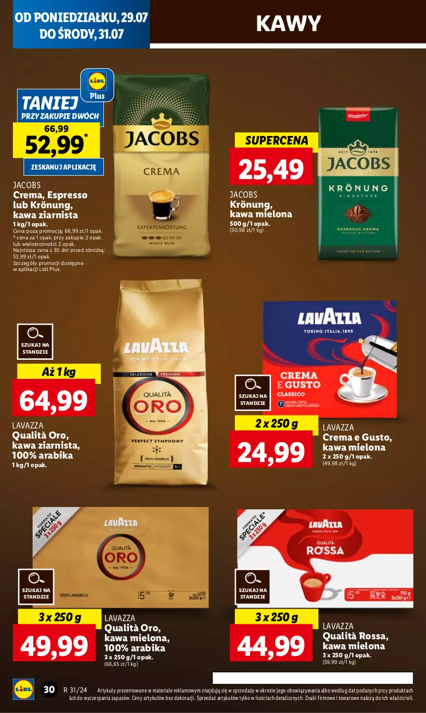 Gazetka promocyjna Lidl - GAZETKA - ważna 29.07 do 31.07.2024 - strona 36 - produkty: Jacobs, Kawa, Kawa mielona, Kawa ziarnista, Lavazza