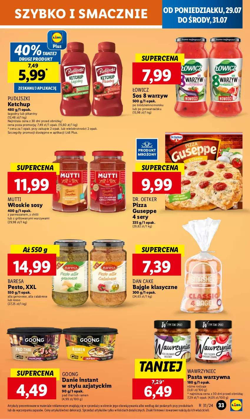 Gazetka promocyjna Lidl - GAZETKA - ważna 29.07 do 31.07.2024 - strona 39 - produkty: Bajgle, Dan Cake, Dr. Oetker, Grill, Ketchup, Parmezan, Pasta warzywna, Pesto, Pizza, Pudliszki, Ser, Sos, Warzywa